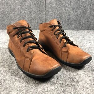 Wolky Leather Ankle Boots Women's 10 EU 41 Brown Lace Up Comfort Walking Shoes